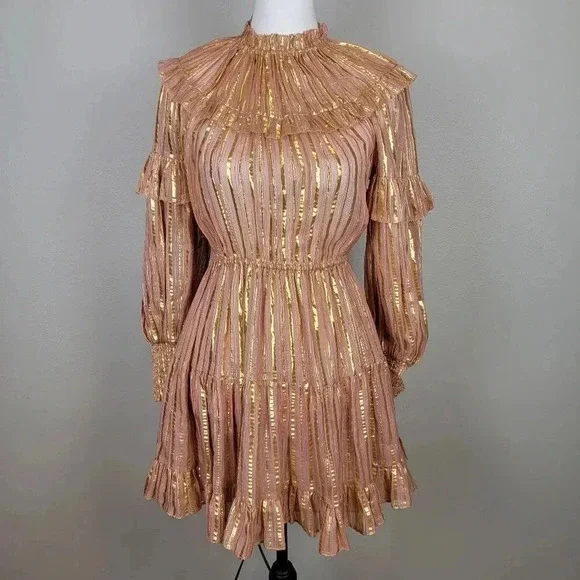 Ulla Johnson Ruffled Tiered Mini Dress Romantic Glam Feminine Holiday Cocktail 2 - Picture 2 of 12